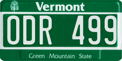 VT license plate ODR499