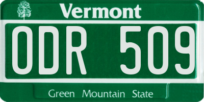 VT license plate ODR509