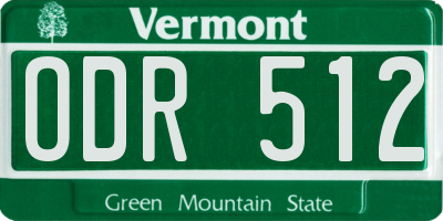 VT license plate ODR512