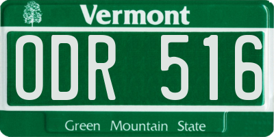 VT license plate ODR516