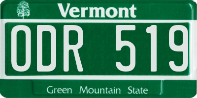 VT license plate ODR519