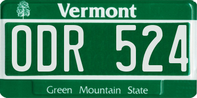 VT license plate ODR524