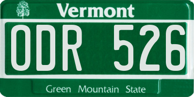 VT license plate ODR526