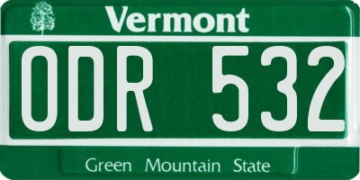 VT license plate ODR532