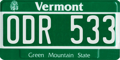 VT license plate ODR533