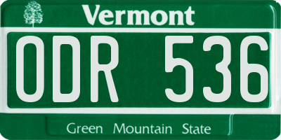 VT license plate ODR536