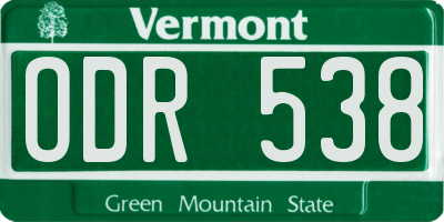 VT license plate ODR538