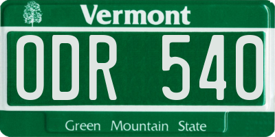 VT license plate ODR540