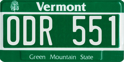 VT license plate ODR551