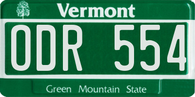 VT license plate ODR554