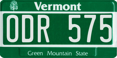 VT license plate ODR575