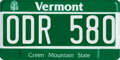 VT license plate ODR580