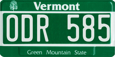 VT license plate ODR585