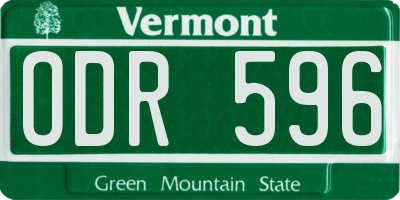 VT license plate ODR596