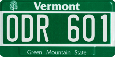 VT license plate ODR601