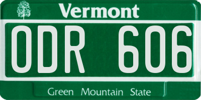 VT license plate ODR606