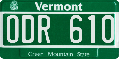 VT license plate ODR610