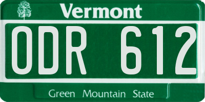 VT license plate ODR612