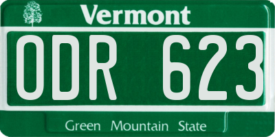 VT license plate ODR623