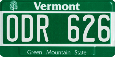 VT license plate ODR626