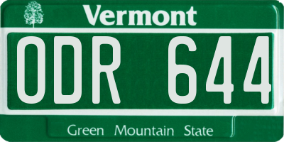 VT license plate ODR644