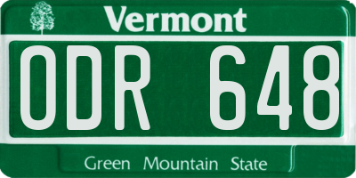 VT license plate ODR648