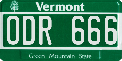 VT license plate ODR666