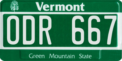 VT license plate ODR667