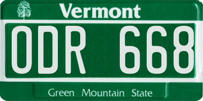VT license plate ODR668
