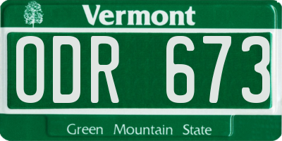 VT license plate ODR673