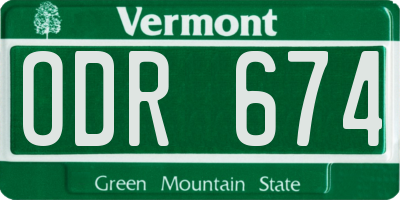 VT license plate ODR674