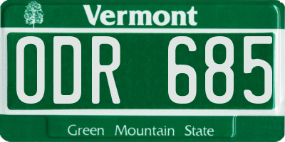 VT license plate ODR685