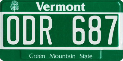 VT license plate ODR687