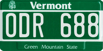 VT license plate ODR688