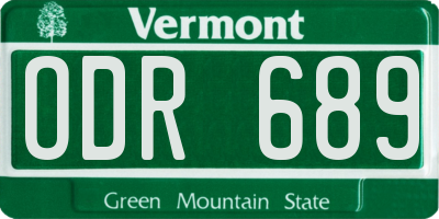 VT license plate ODR689