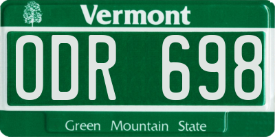 VT license plate ODR698