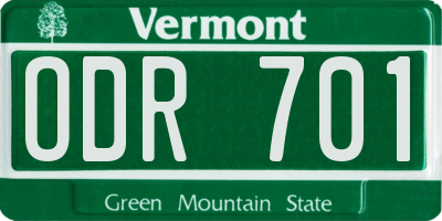 VT license plate ODR701