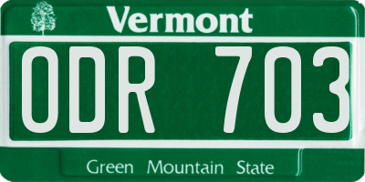 VT license plate ODR703