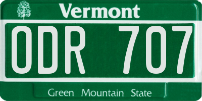 VT license plate ODR707