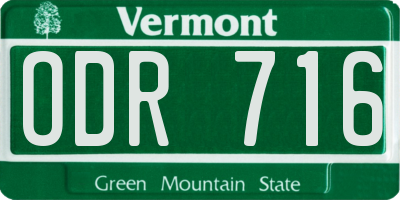 VT license plate ODR716