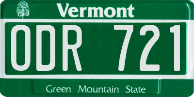 VT license plate ODR721