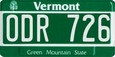 VT license plate ODR726
