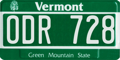 VT license plate ODR728