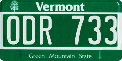 VT license plate ODR733