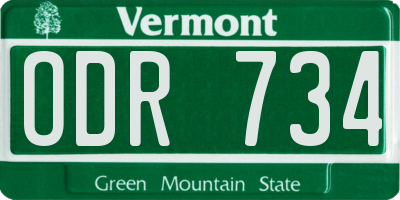 VT license plate ODR734