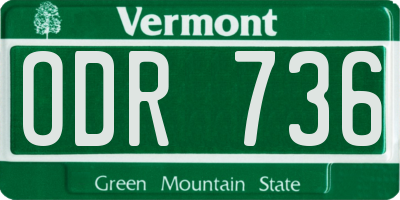 VT license plate ODR736