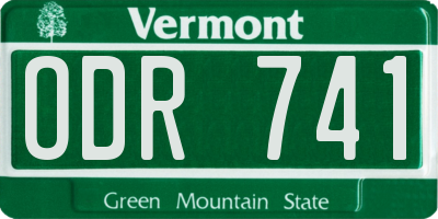 VT license plate ODR741