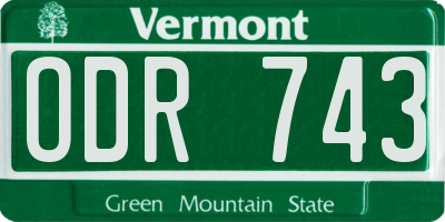 VT license plate ODR743