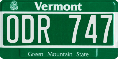 VT license plate ODR747