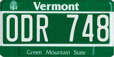 VT license plate ODR748